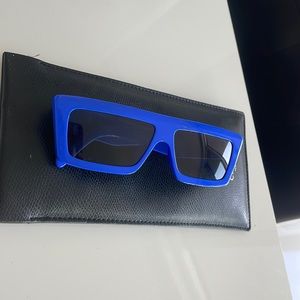 Celine sunglasses worn once. Bright blue. Perfect condition. Comes with case